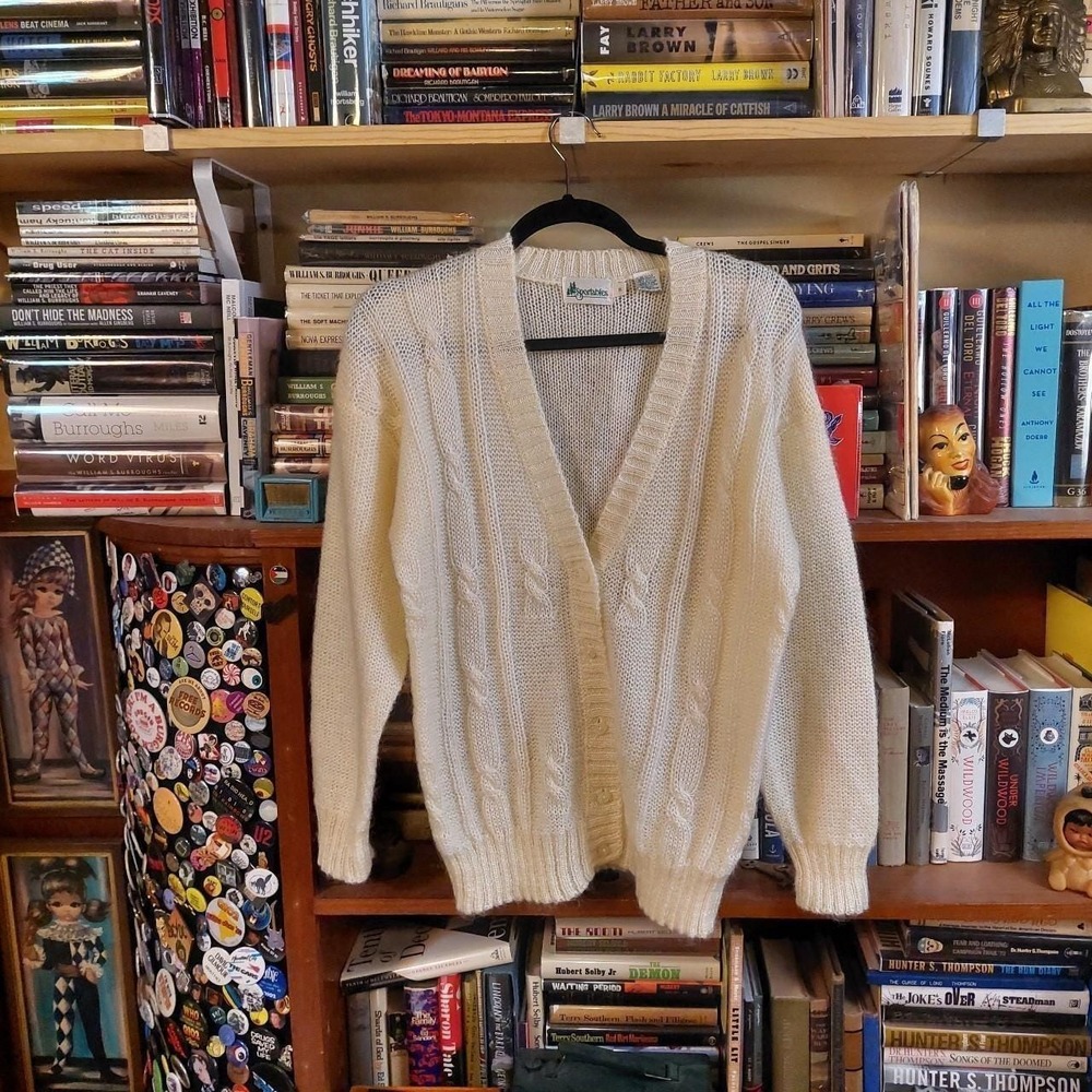 Vintage white mohair and acrylic sweater.